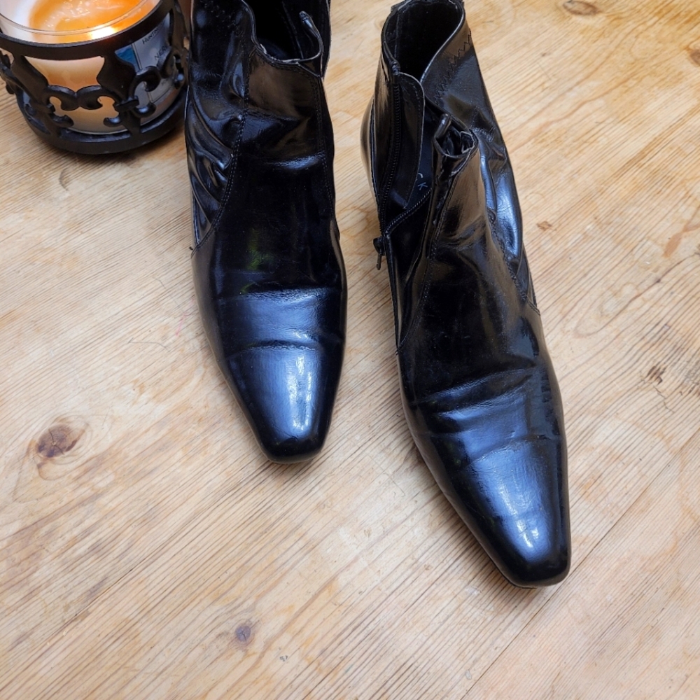 Shoes,By Nickels,size 8 black patent leather short boot